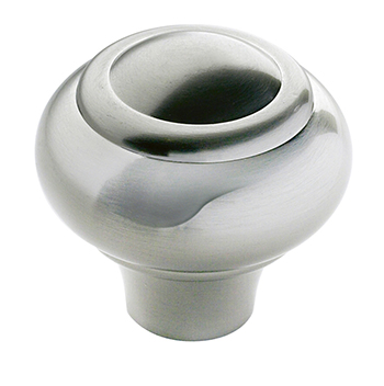 Stainless steel effect shaped knob, 36mm diameter